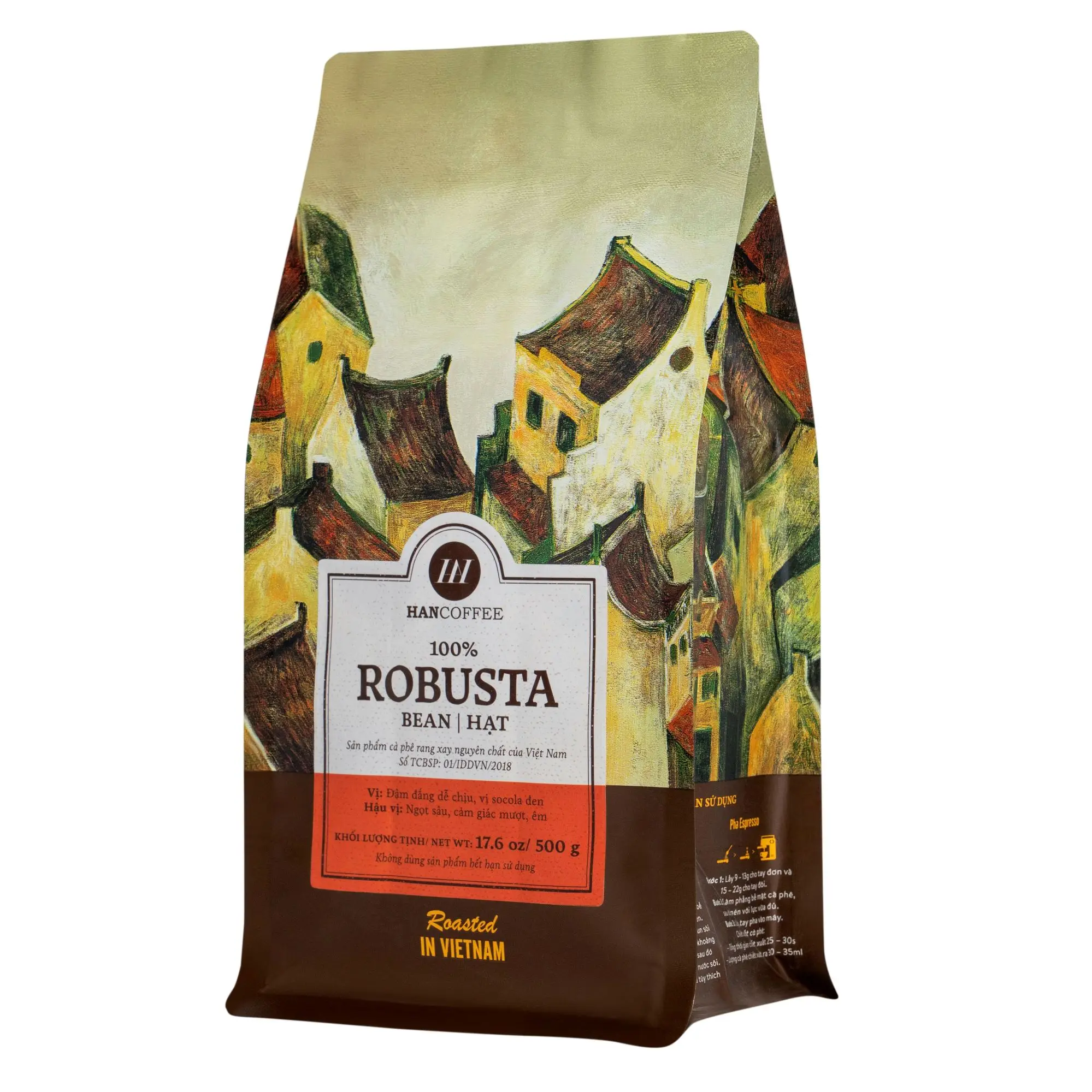 HANCOFFEE STANDARD ROBUSTA ROASTED WHOLE BEANS - PACKING 500GR/BAG ODM/OEM AVAILABLE for CUSTOMIZATION
