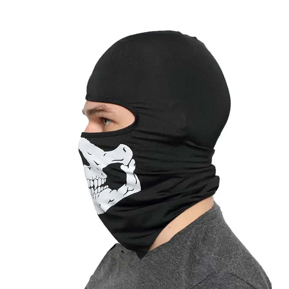 Halloween Skull Print Balaclava Costume Ghost Full Face Bike Face Mask Outdoor Motorcycle Riding Men Hat Ski Caps