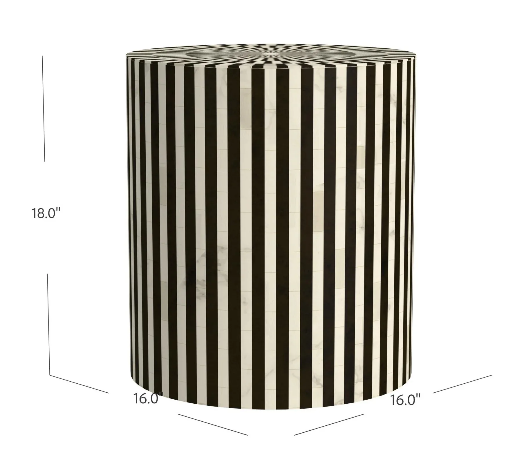 Handmade Modern Living Room Stool Natural Bone Inlay Black Resin Furniture Polished round Shape Customizable Size for Home Use