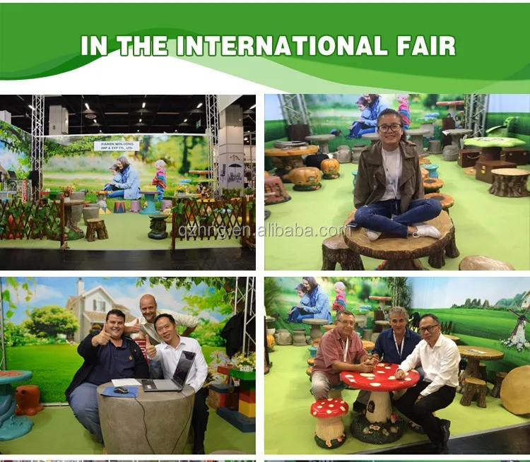 water proof color garden outdoor patio furniture kids cartoon characters mushroom concrete table and chairs for kids