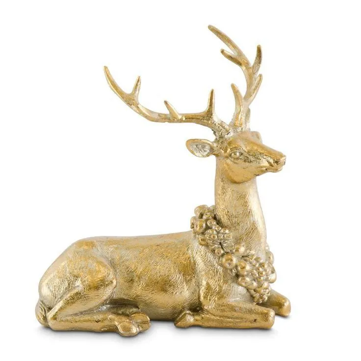 Luxury Golden Reindeer Animal Sculpture Metal Art for Interior Table Decor and Christmas Gift Elegant Golden Deer Metal Art