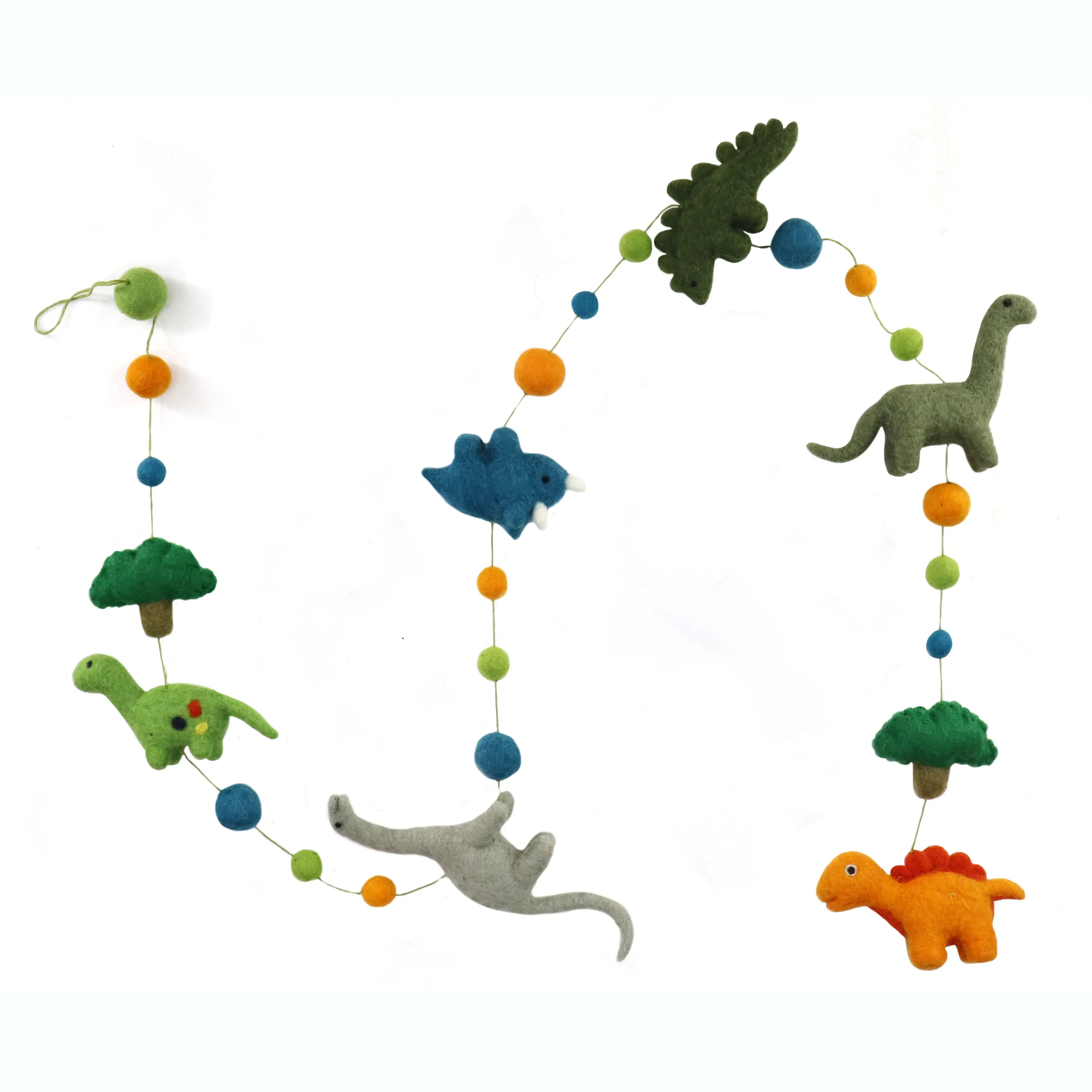 Handmade Eco-friendly Dinosaur Attractive Hot sale New products Felt Dino Garland Door hangings AZO free dyes Festive decoration