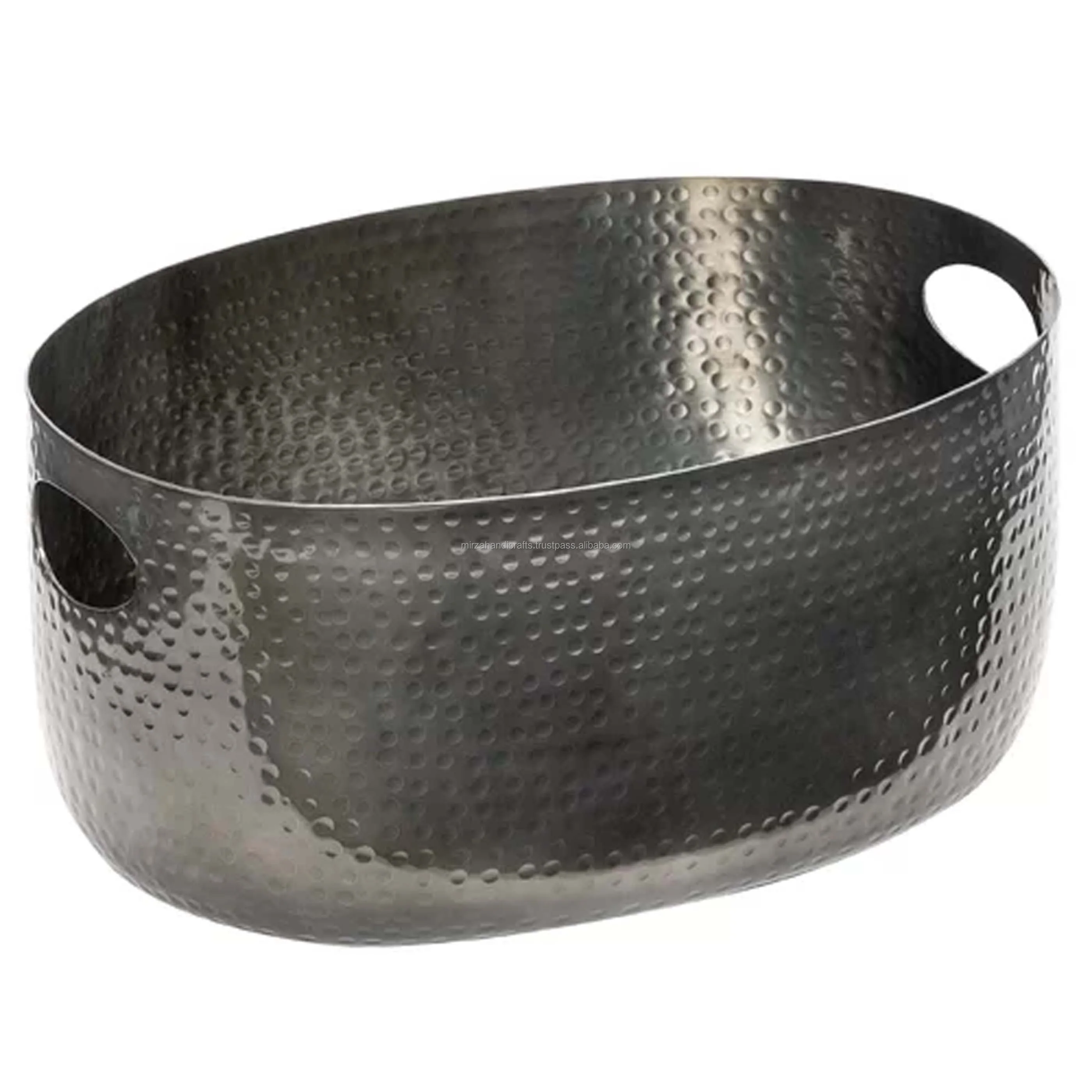 Large Black Aluminum Beverage Hammered Beverage Ice Tub for Parties Wine Cooler Tub Beer Ice Cooling