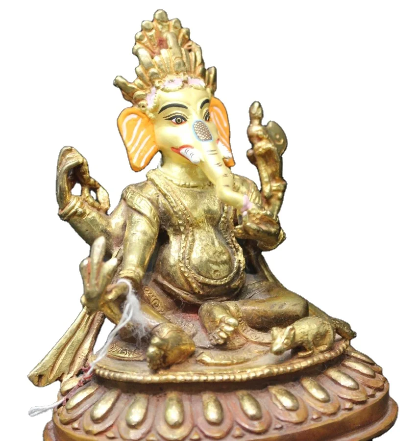 Home Decor Brass Statue Bronze Nepal Handicraft Ganesha Figurine Top Quality Brass Religious SCULPTURE Metal Art for Sale