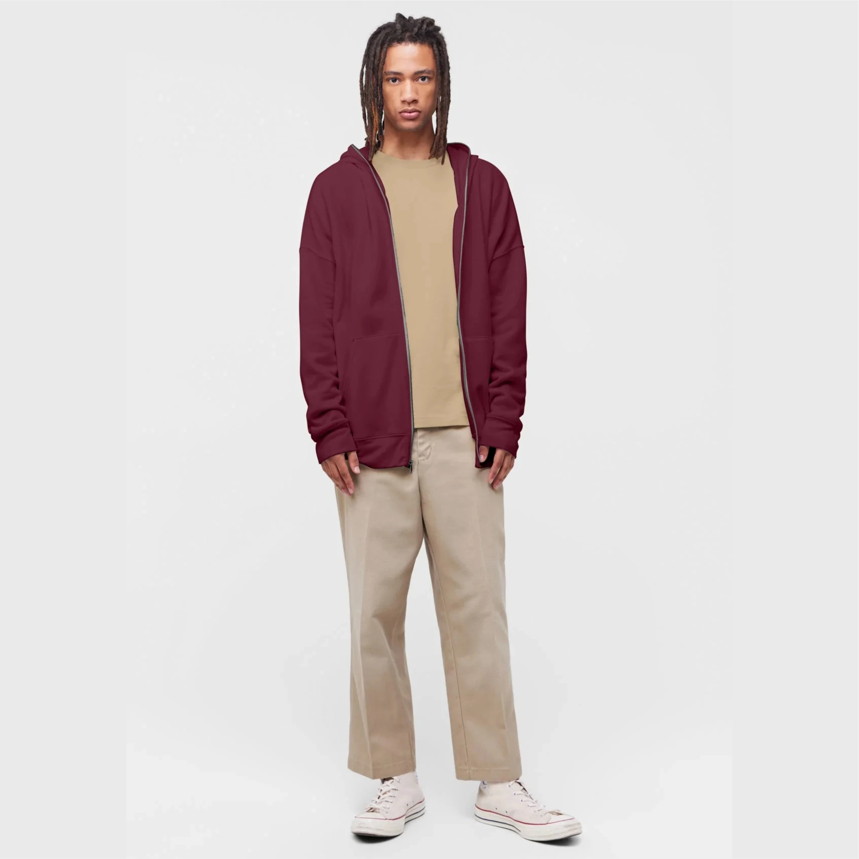 Hot sale good quality Customizable oversized unisex full face zip hoodies blank cotton casual full zip up hoodie