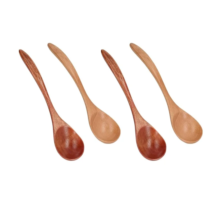 Long Handle Wooden Mixing Soup Spoon unique design Thread Decorated Wooden Ramen Spoon at affordable cost