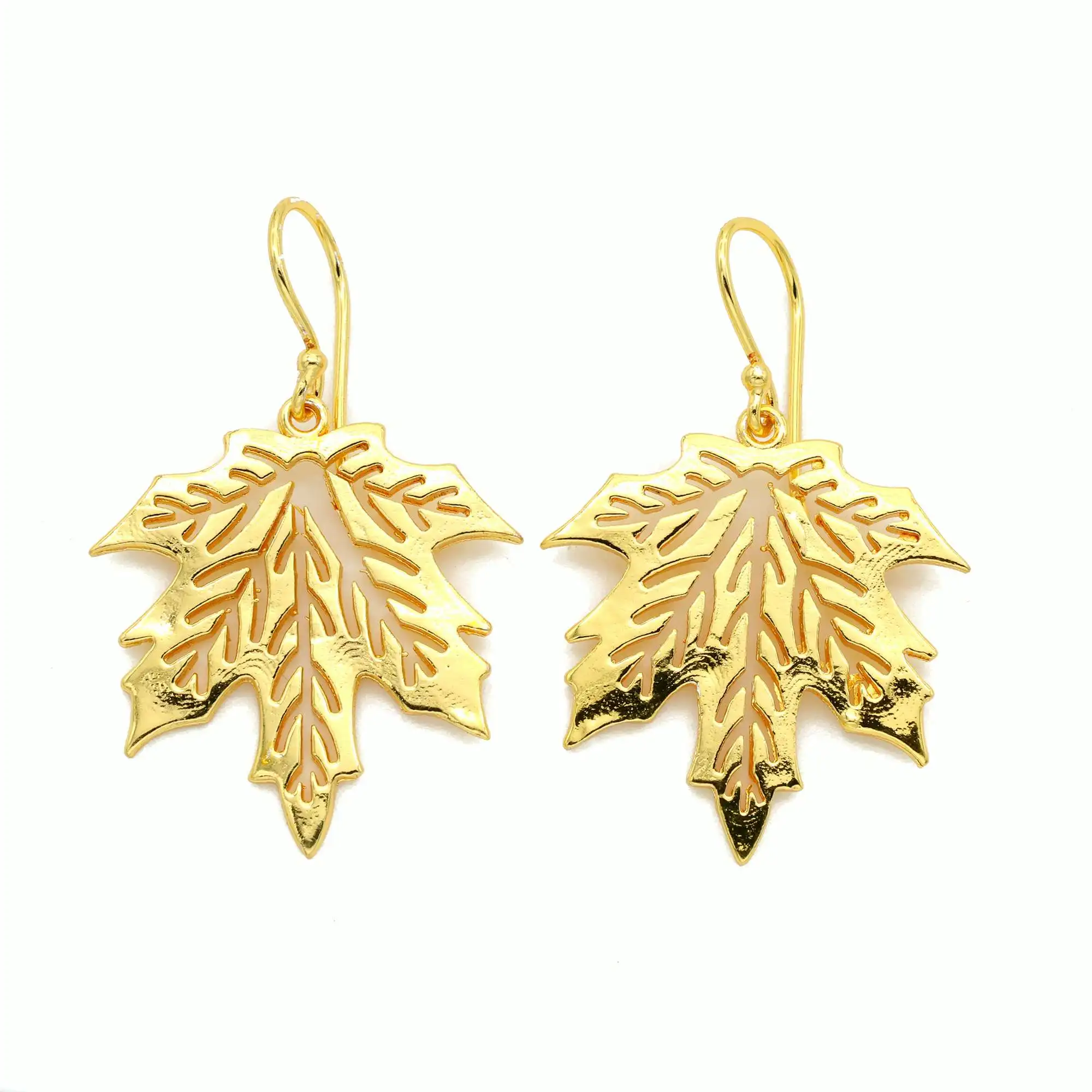 Trendy Plain Leaf Earrings Made by Brass Handmade Dangle Earrings Supplier Gold Plated Jewelry Reasonable Good Price Earrings
