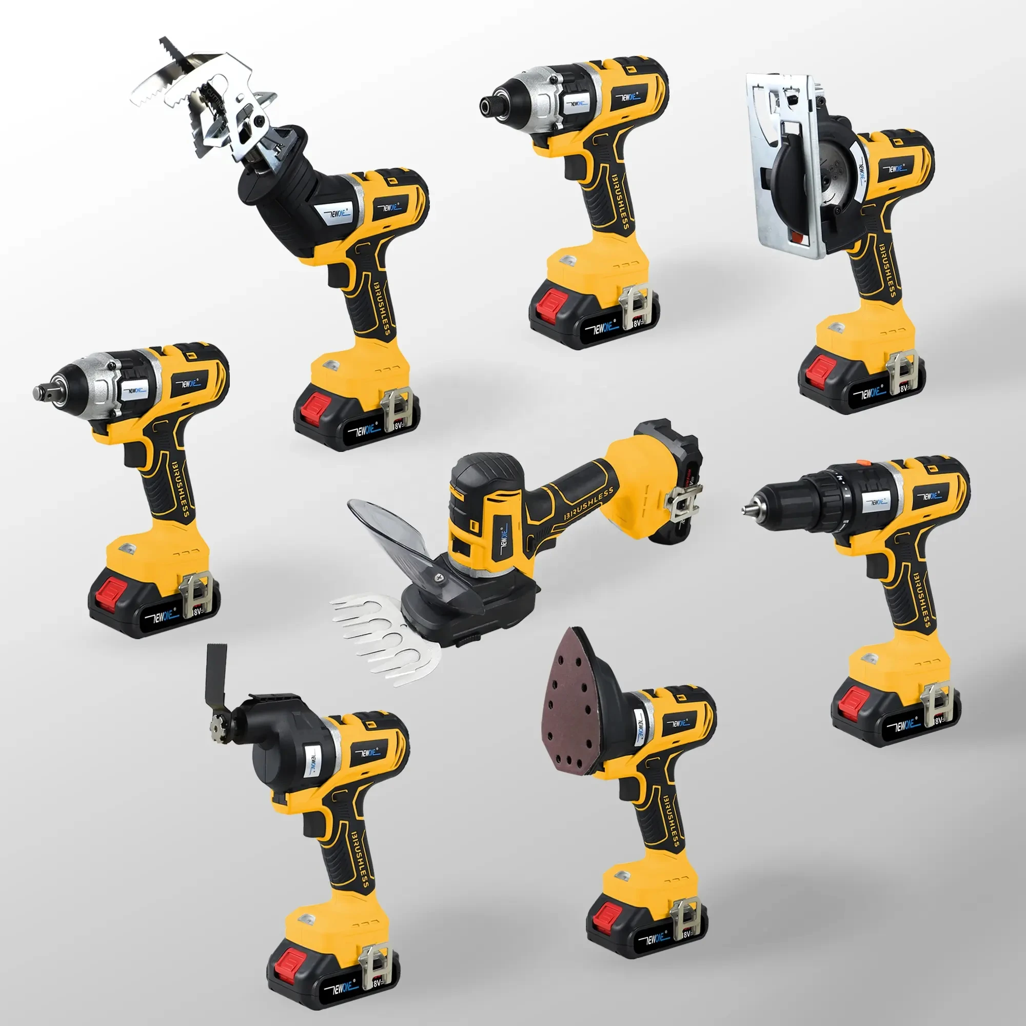 YUTUO Professional 18V Cordless Power Tools Combo 12 in 1 Electric Tool Drill Kit Multi Function Heads Tool Set DIY Hard Case