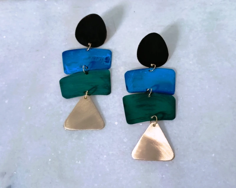 Multicolor Resin Fashion Earrings Gold Plated Face Resin Trendy Cute Style Party Gift Christian Diamond Amber Pearl Brass