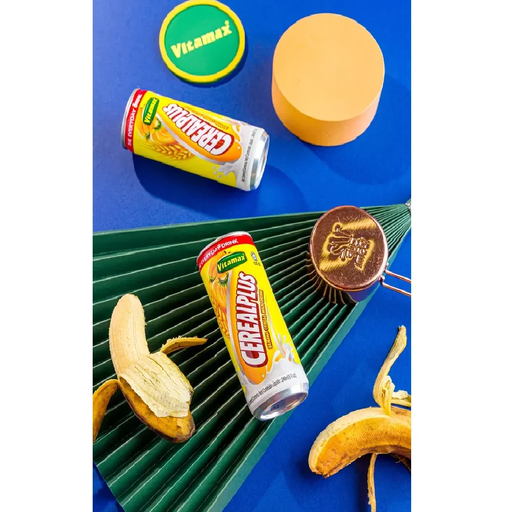 Malaysia Vitamax Plus Banana OEM Energize Mixed Flavoured Milk Drinks Can (Tinned) Old-Aged Cereal  240ml x 24c