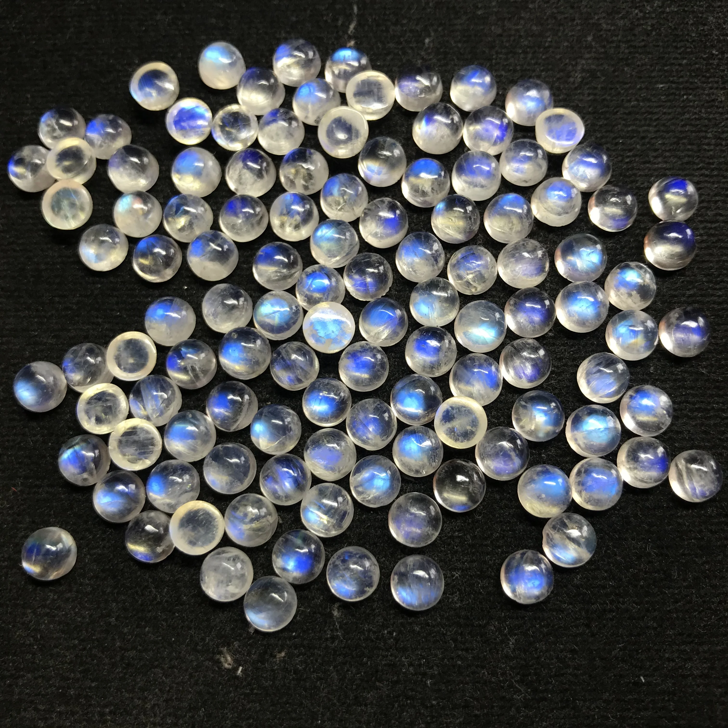Wholesale 6mm Natural Rainbow Moonstone Loose Cabochon Gemstone AAA High Quality with Good Blue Color Excellent Value