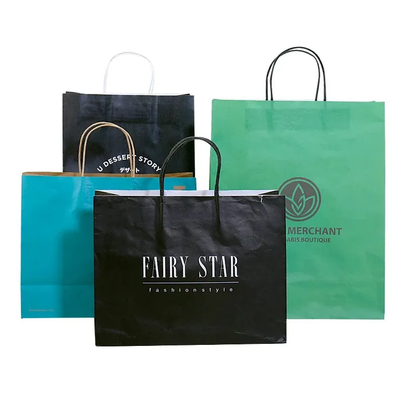 Full Certificates High Quality Custom Logo Kraft Recycled Paper Shopping Gift Bag