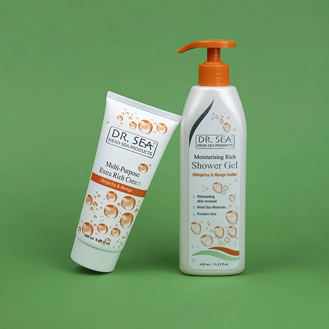 Best Moisturizing Rich Shower Gel - Oblipicha (Sea Buckthorn) & Mango by Dr.Sea - Fast Delivery - Free Samples - Made in Israel