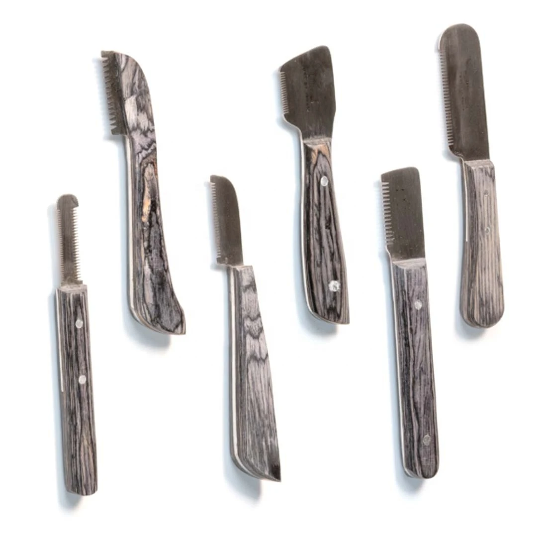Animals Hair Cutting Non Slip Manual Wholesale Wood Handle Stainless Steel Knife For Pet Hair Remover