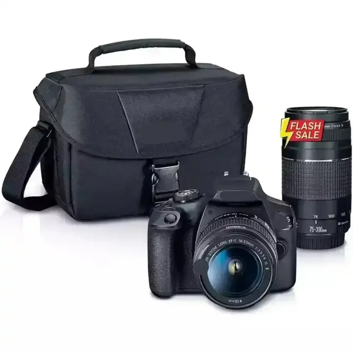 New Sales Rebel T7 DSLR Camera with 2 Lens Kit with EF18-55mm + EF 75-300mm Lens Black