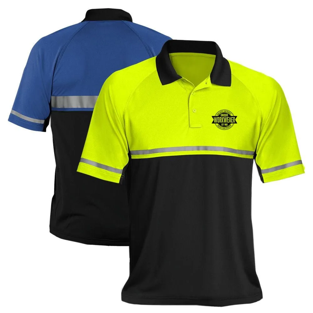 Hi Vis Reflective Safety Polo Shirts Safety Workwear Polo T-Shirt For Men