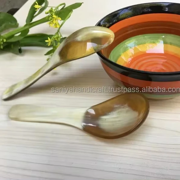 2 ложки мисо супа с короткой ручкой ручной работы рог буйвола фэн-шуй дизайн животных для использования в сувенирах