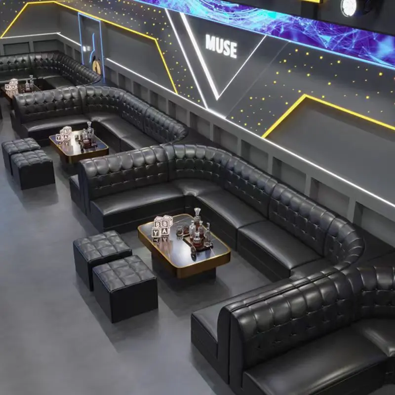 Family KTV Sofa Bar Karaoke Foot Massage Nightclub Private Room Furniture U-Shaped L-Shaped Corner Card Seat Coffee Table