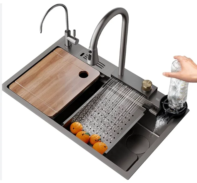 New Product Handmade Double Bowl Undermount Kitchen Sink Farmhouse Kitchen Basin Smart Sinks