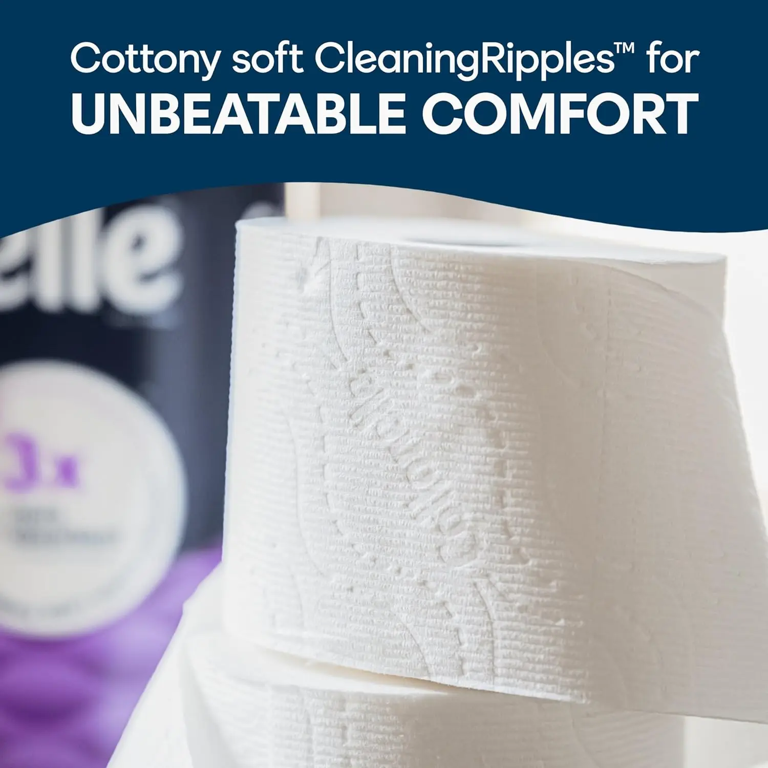 Ultra Comfort 3-Ply Jumbo Roll Toilet Paper Household Tissue with Cleaning Ripples Texture