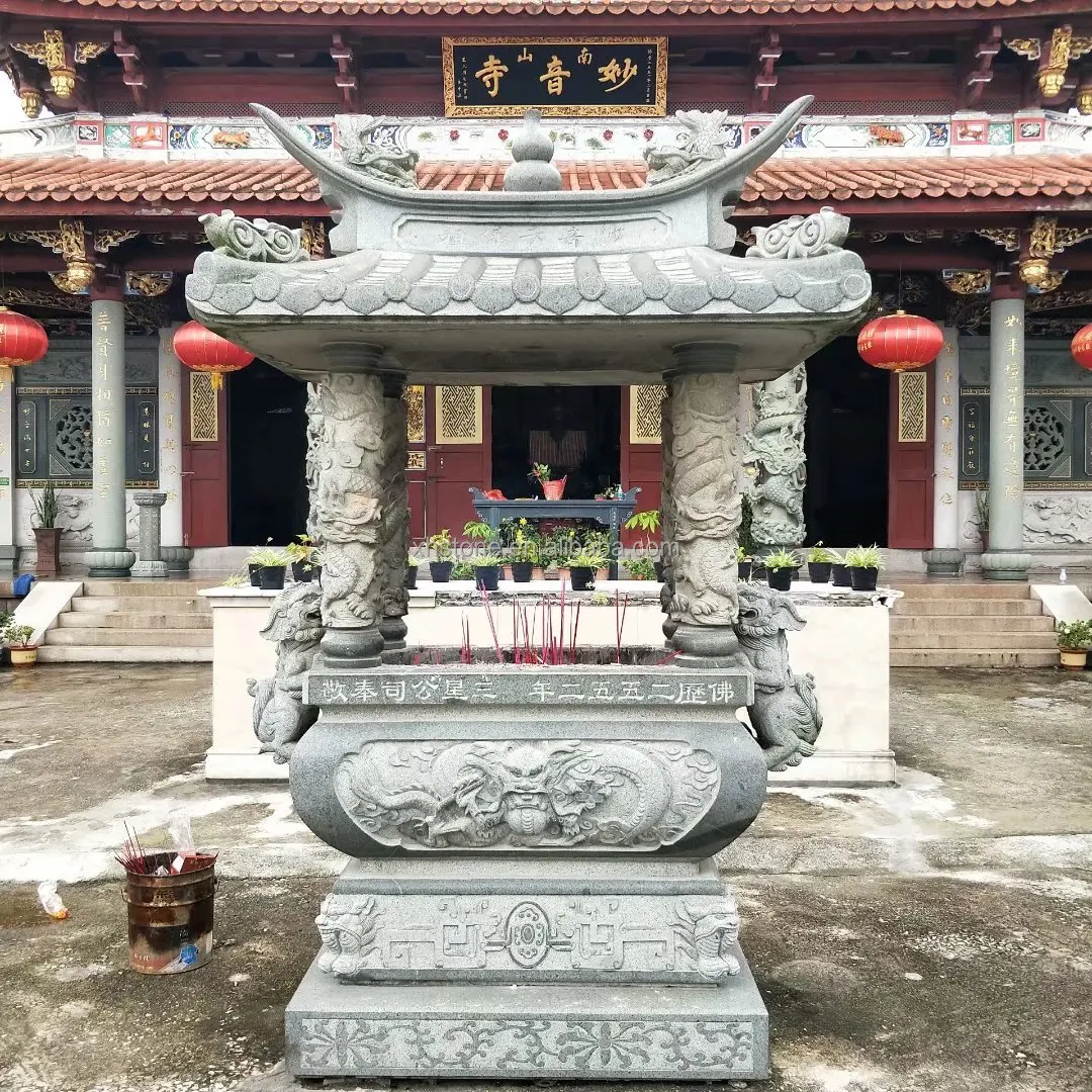 China Customized Size Temple Outdoor Stone Chinese Dragon Censer And Stone Incense Burner Prayer Urn Thurible
