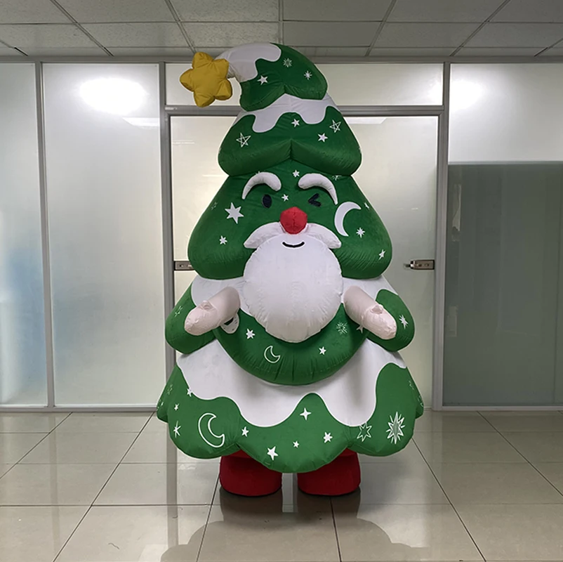 Aero Self-design Cute Interactive Inflatable Walking Costume Giant Wearable Custom Inflatable Christmas Tree Costume