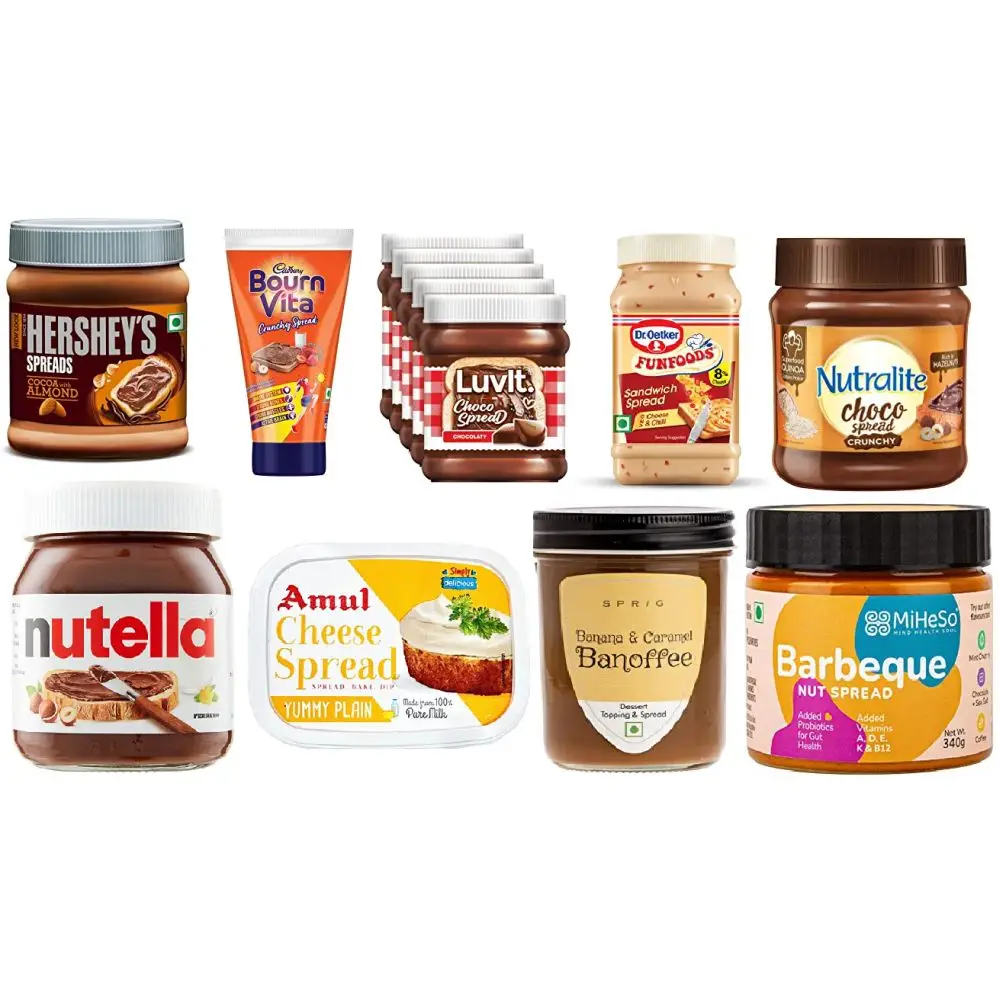 Best Indian Brands Spreads in Different Flavours like Chocolate Peanut Butter Cheese Almond Butter Pasta Sauce Cheese Cubes
