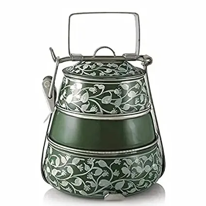 Premium Quality Sale Straight Tiffin 3 Tier Stainless Steel Camping Food with Clip Lock Vintage Wire Tiffin Lunch Box