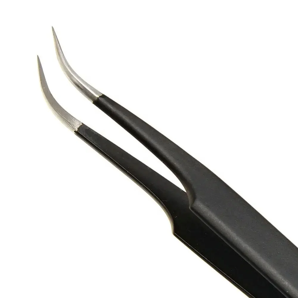 New Private Label Custom Lash Tweezers Fiber Tips Diamond Grips Straight Volume Fiber Tip Eyelash Tweezers For Ladies