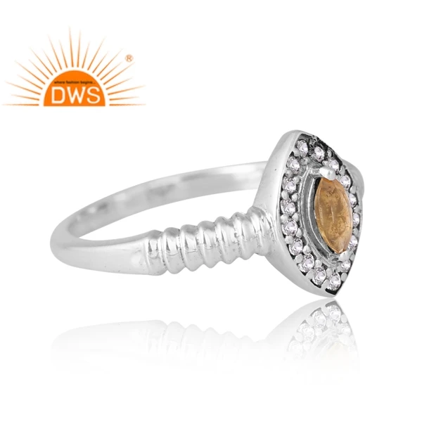 Latest Selling Sterling Silver Palladium Plated Natural Citrine & White Topaz Gemstone Ring Custom Jewelry Manufacturer