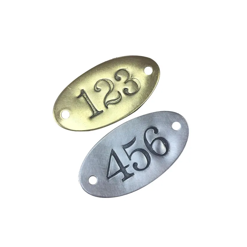 custom metal hotel room number adhesive plate table number sticker locker number tag