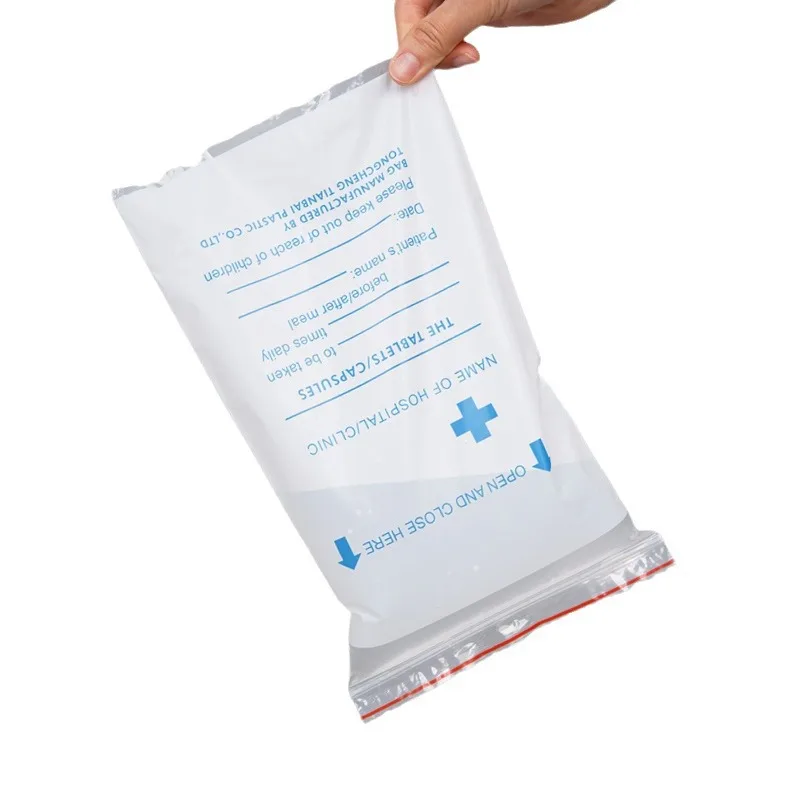 Medicine Drug Dispenser Plastic Bag China Zip Lock Medicine Pill Bag with Zipper China Hospital Drug Bag Wholesale