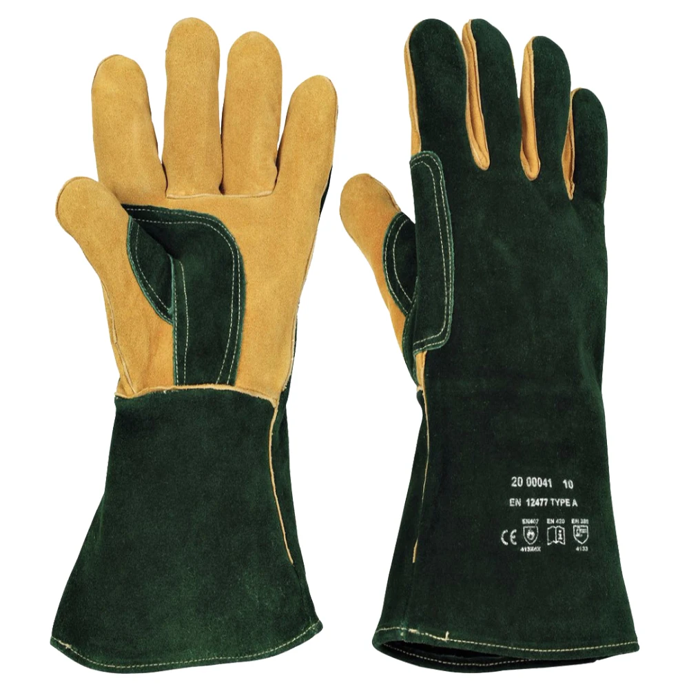 chemical resistant green nitrile gloves non slip flocklined work gloves, safety gloves for oil grease and industry uses