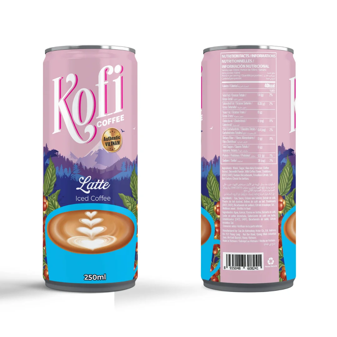 250ml canned Latte Coffee drink Vietnamese (Arabica & Robusta) private label iced coffee manufacturer strong coffee