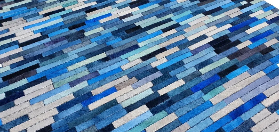 Real Fur Leather Dyed Colorful Hair-on Handmade Patchwork Cowhide Fur Area Carpets For Indoor And Out Door Decorations