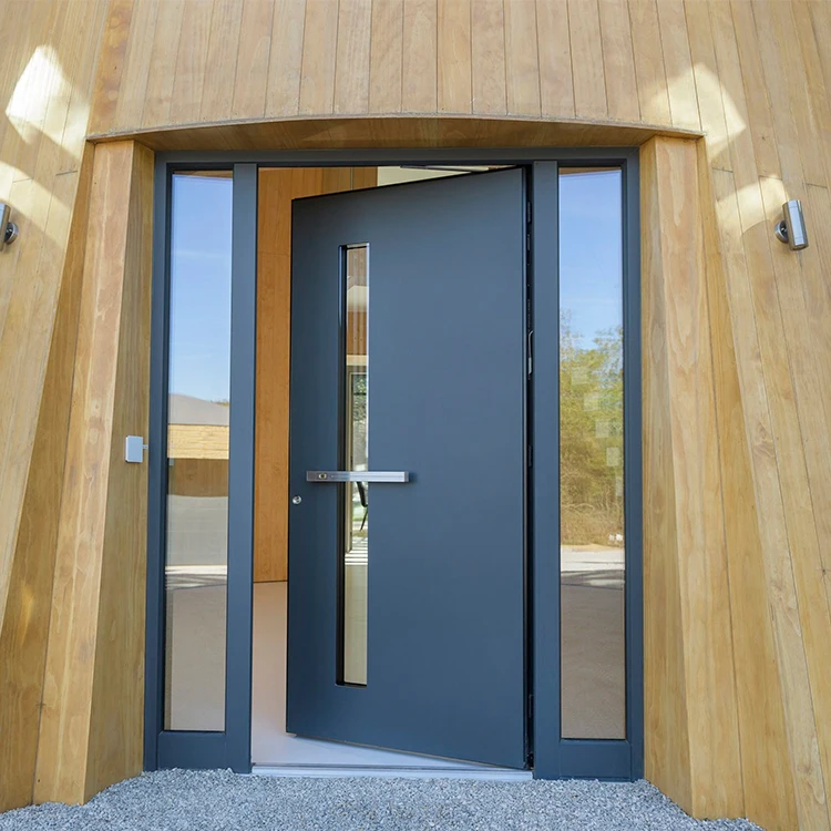 House Pivot Wood Door with Glass with Factory Price for Residential Projects &luxury Entry Door External Solid Waterproof Swing