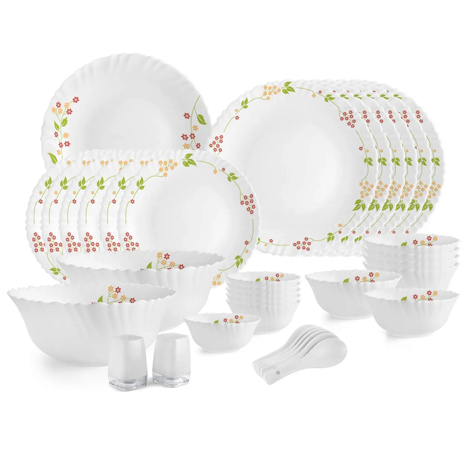 Diwali Christmas Lagoon Dinner Set Opal Glass Dinner Light Weight Daily Use Crockery Set for Dining White Plate and Bowl Set