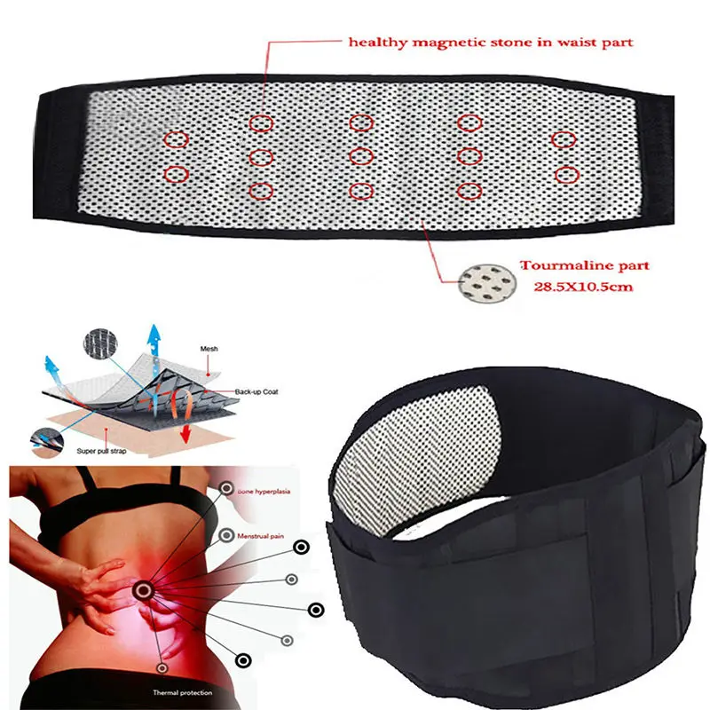 Therapy Medical Waist Lumbar Support Back Brace Stone Magnet Magnetic Tourmaline Belt