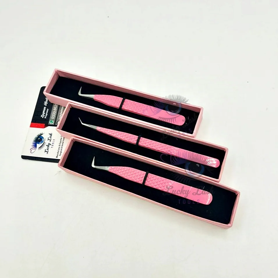 45 Degree Large isolation and short boot eyelash extension tweezers with box private label tweezers eyelash extension lash tool