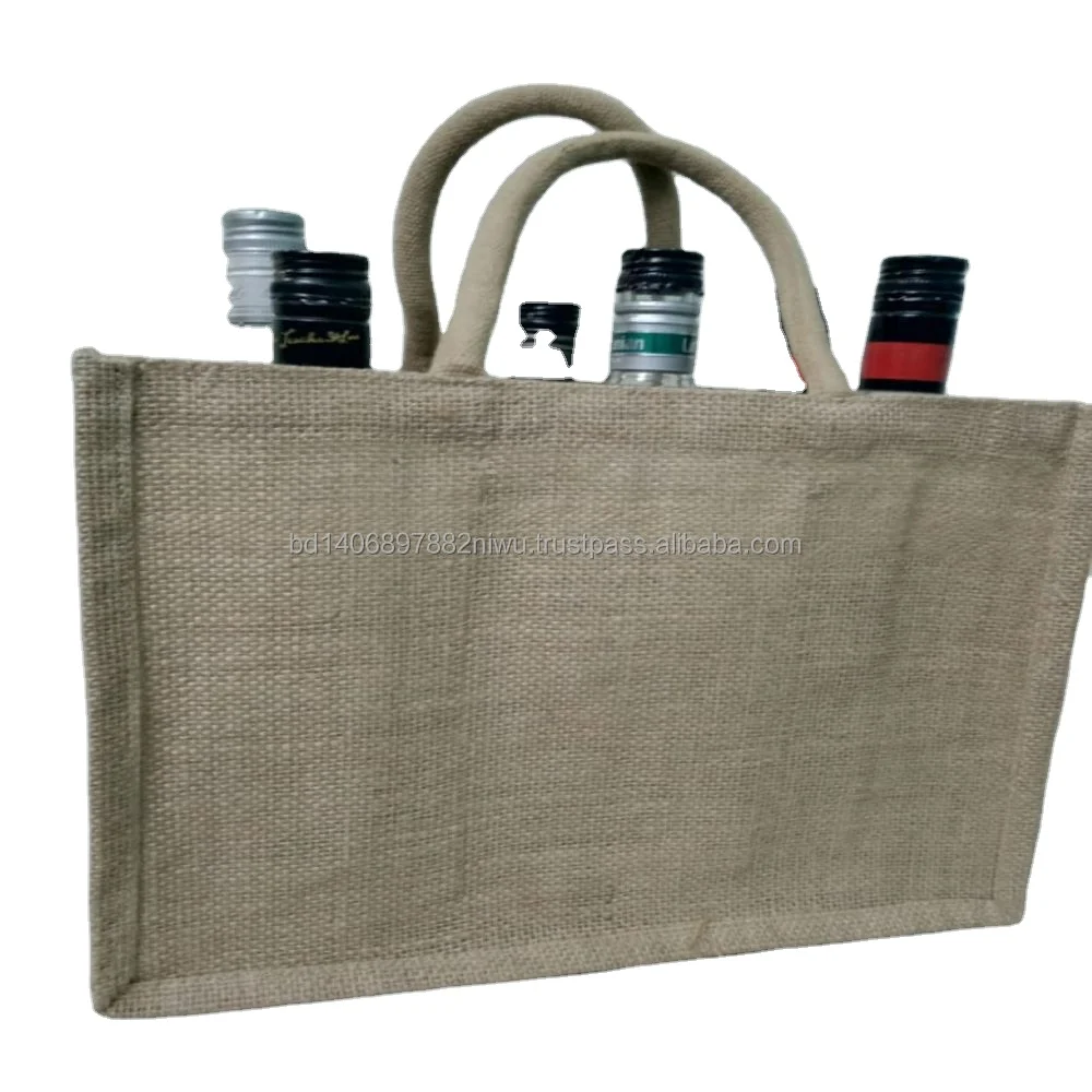 Jute wine bag Wine bag with Jute lamination waterproof cotton round Drawstring handle natural Burlap Wine bag form Bangladesh