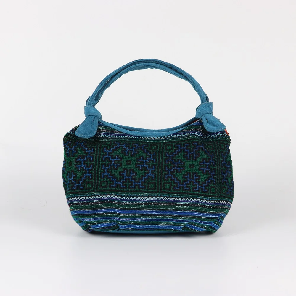 Fashion Snap Button Casual Outside Hand-embroidered Brocade Rectangular Retro Big Rabbit Ear Brocade Bag