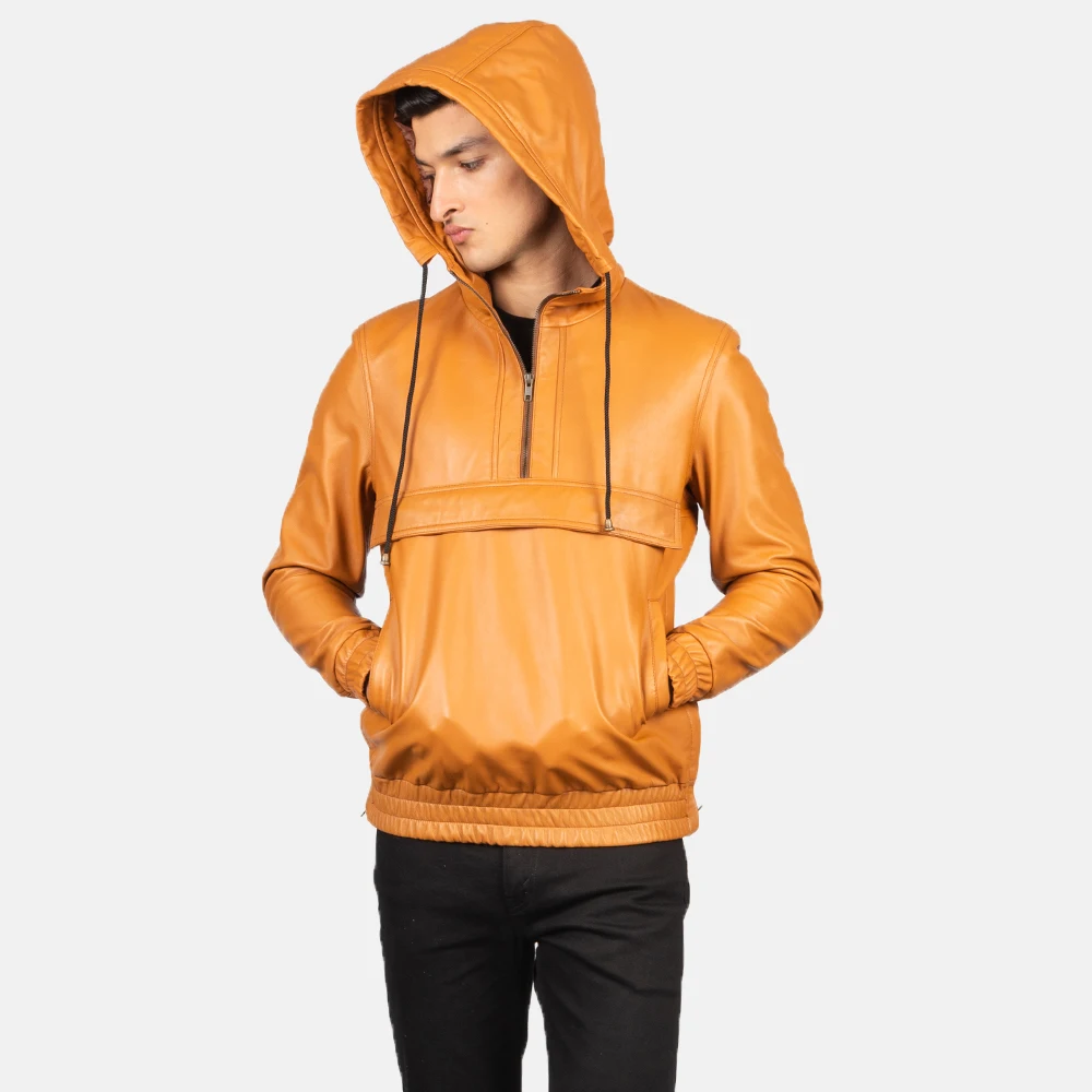 Leather Jacket with Attached Fleece Hoodie Original Pure Premium Quality for Men/Top Quality Leather Jacket With Hood for Winter