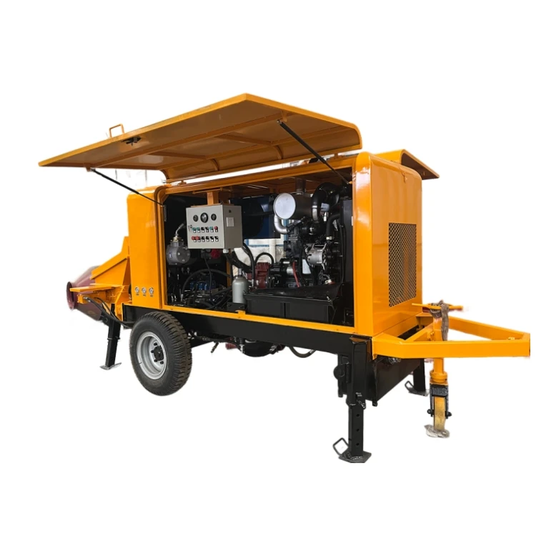 Factory mini stationary Pumpcrete Machine Pumping diesel engine Pumpcrete shotcrete Concrete trailer hose ...