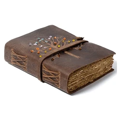 Записная книжка с кожаной обложкой в стиле Древа Жизни в красивом дизайне