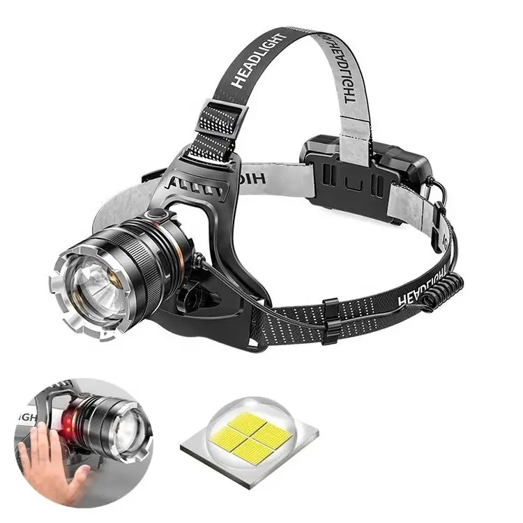 Powerful 1000 Lumen Zoom Head Torch lamp sensor induction Waterproof Zoom XHP50 Led Headlamp Rechargeable for camping fishing