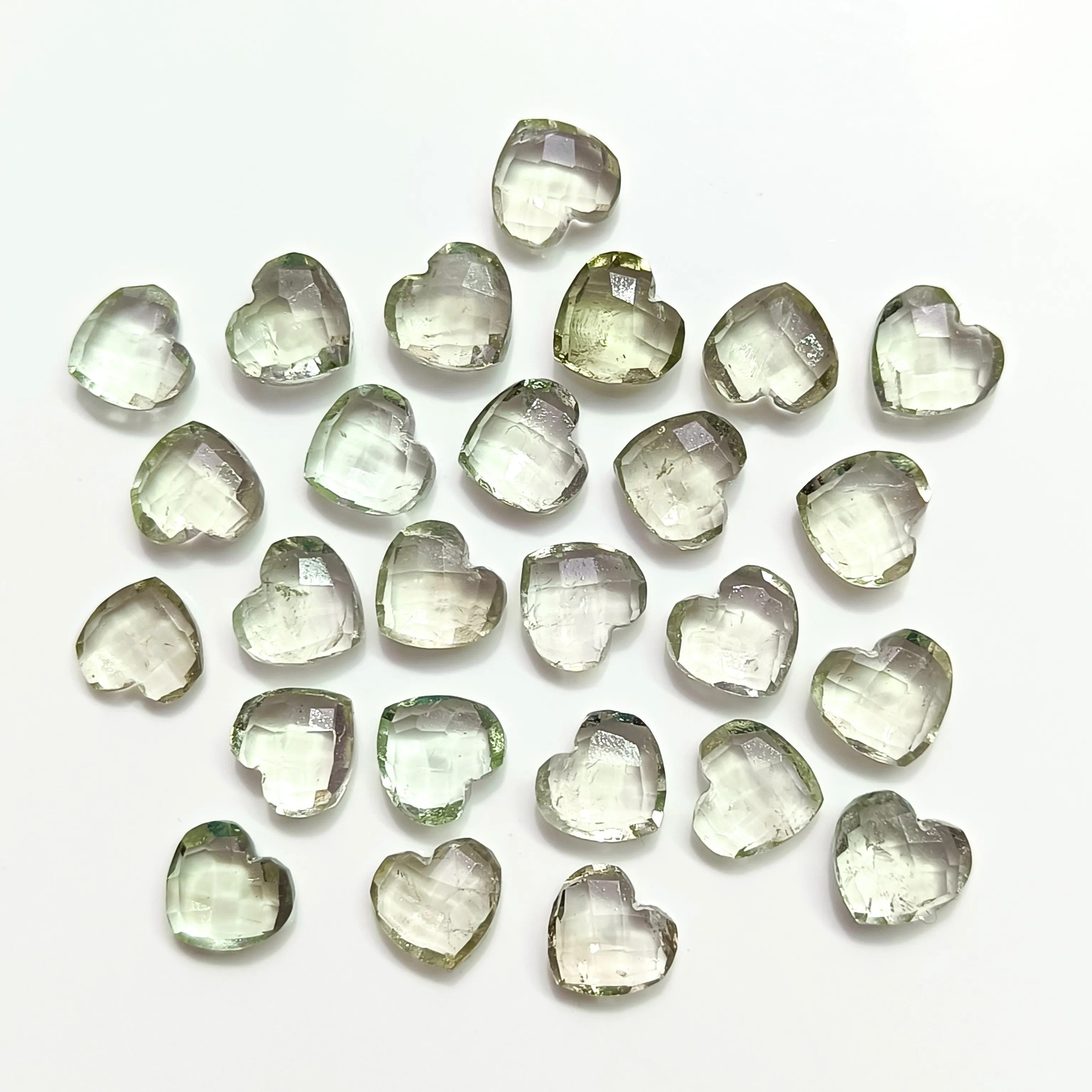 Natural Green Amethyst Faceted Hand Carved Heart Shape Gemstone Jewelry Making 10mm -  Amethyst Loose Gemstone Carving Briolette