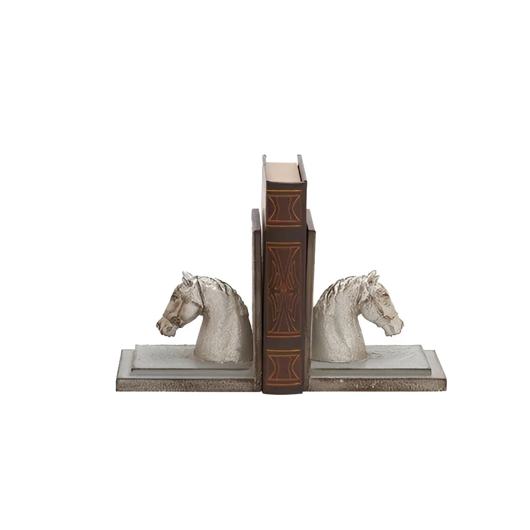 Silver Horse On A Black Base Metal Bookend For Luxury Books Holder Chess Bord Holding Library Magazine Bookends