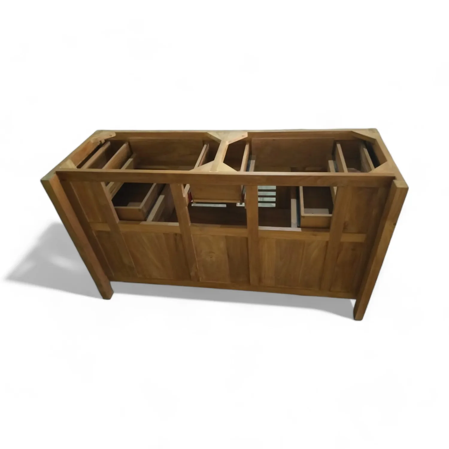 Contemporary Teak Wood Vanity Bathroom with Double Size with Custom Top and Size All Wood Bathroom Vanity Cabinet Furniture
