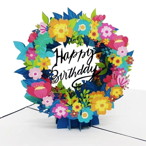 Birthday Flower Bunch Modern Style 3D Pop-Up Cards Bouquet Of 3D Pop-up Cards Made In Vietnam