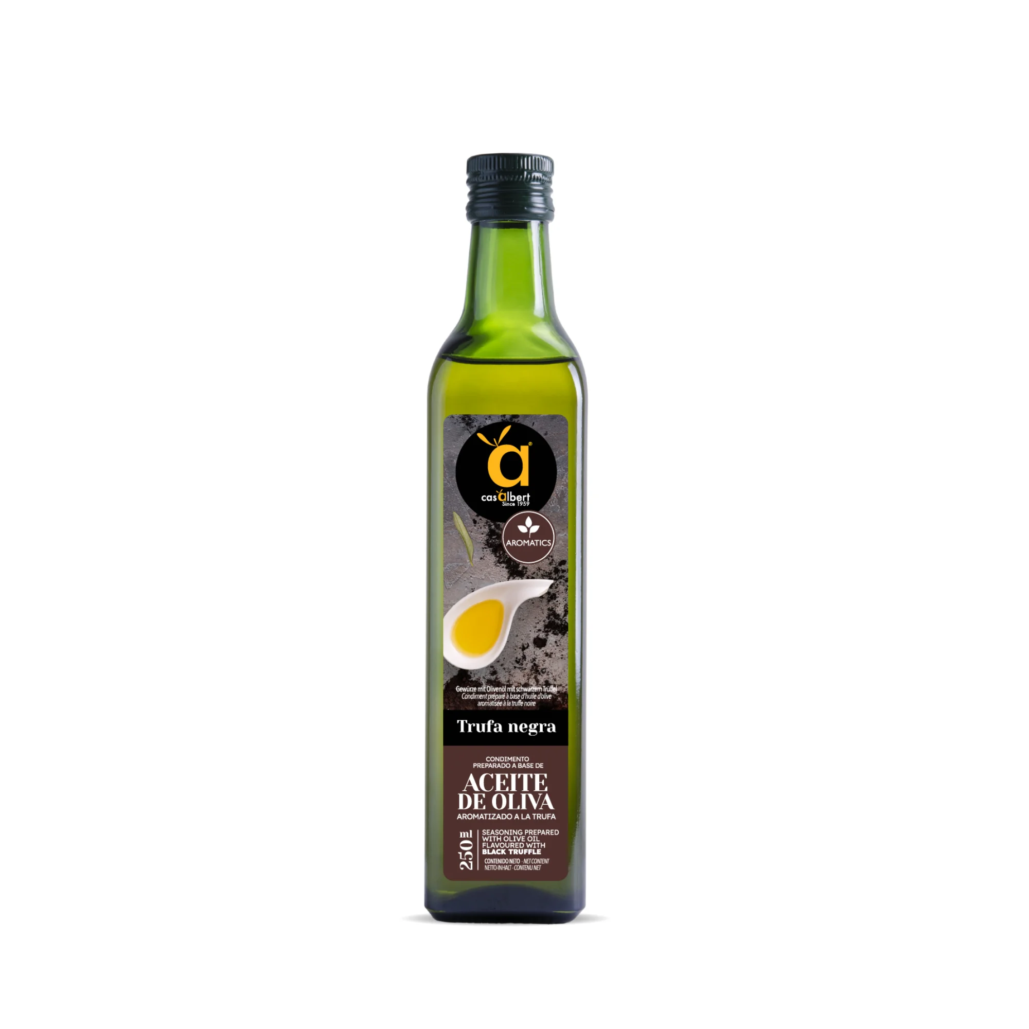 Casalbert Greenish Yellow Flavored Olive Oil 250Ml Black Truffles Organic Olive Oil Extra Virgin Made In Mediterranean Spain